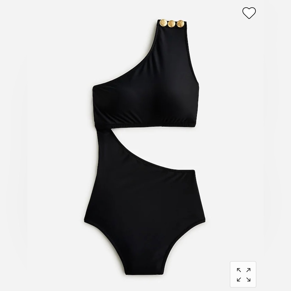 J Crew NWT One Shoulder full-coverage swimsuit with buttons
